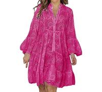 Robe Noire Femme Europa Estados Unidos Primavera Verano Liso Cuello En Suelto Bordado Encaje Hueco Vestido Sexy