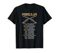 Robert E Lee Civil War Battles Tour Lista de campañas históricas Camiseta gráfica económica, Hombre, Negro, XL