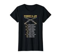 Robert E Lee Civil War Battles Tour Lista de campañas históricas Camiseta gráfica económica, Mujer, Negro, XS