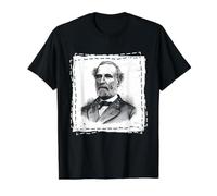 Robert E Lee Guerra Civil Confederado General Retrato Arte Camiseta gráfica económica, Hombre, Negro, S
