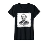 Robert E Lee Guerra Civil Confederado General Retrato Arte Camiseta gráfica económica, Mujer, Negro, L