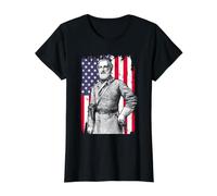 Robert E Lee Guerra Civil Confederado General Retrato Arte Camiseta gráfica económica, Mujer, Negro, S