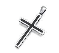 RobertDTesta Collar con Colgante De Cruz Cristiana, Collar De Plata De Ley S925 con Cruz Gótica Vintage para Hombre,Plata,Pendant + Chain 50cm