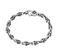 RobertDTesta S925 Pulsera De Plata De Ley Cráneo Gótico, Europa Y Los Estados Unidos Los Hombres Y Las Mujeres Cráneo Pulsera De La Vendimia,Plata,20cm