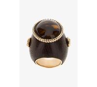 Roberto Cavalli Anillo Marrón Efecto Madera Con Cabujón - Female Joyería De Moda Marrón Oscuro 12