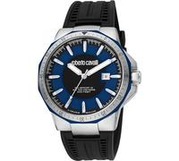 Roberto Cavalli by Franck Muller - Reloj analógico de Cuarzo para Hombre con Correa de Goma RV1G182P0021, Azul Oscuro, Moda