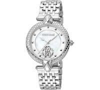 Roberto Cavalli by Franck Muller Reloj analógico de Cuarzo para Mujer con Correa de Acero Inoxidable RV1L130M0041, Blanco Antiguo., Moda