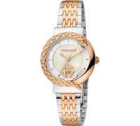 Roberto Cavalli by Franck Muller Reloj analógico de Cuarzo para Mujer con Correa de Acero Inoxidable RV1L156M1111, Blanco Antiguo., Moda