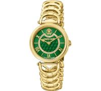 Roberto Cavalli by Franck Muller Reloj analógico de Cuarzo para Mujer con Correa de Acero Inoxidable RV1L138M0031, Verde Botella, Moda