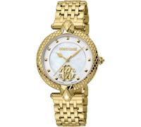 Roberto Cavalli by Franck Muller Reloj analógico de Cuarzo para Mujer con Correa de Acero Inoxidable RV1L130M0051, Blanco Antiguo., Moda