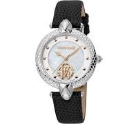 Roberto Cavalli by Franck Muller Reloj analógico de Cuarzo para Mujer con Correa de Piel RV1L130L0011, Blanco Antiguo., Moda
