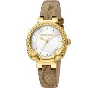 Roberto Cavalli by Franck Muller Reloj analógico de Cuarzo para Mujer con Correa de Piel RV1L190L0021, Gris Plateado., Moda