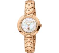 Roberto Cavalli by Franck Muller Reloj analógico de Cuarzo para Mujer con Correa de Acero Inoxidable RV1L180M0041, Blanco Antiguo., Moda