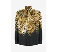 Roberto Cavalli Camisa De Seda Con Estampado Jaguar Skin - Male Camisas Marrón Claro 48