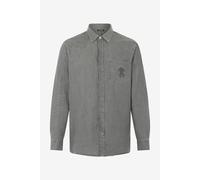 Roberto Cavalli Camisa Gris De Algodón Con Logotipo Bordado - Male Ropa Black M
