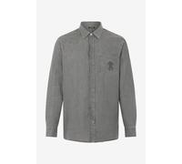 Roberto Cavalli Camisa Gris De Algodón Con Logotipo Bordado - Male Ropa Black Xxl