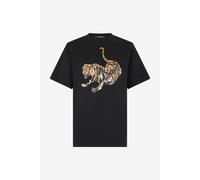 Roberto Cavalli Camiseta De Algodón Con Tigre - Male Promo Sale Fw2025 Negro Xl