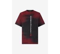 Roberto Cavalli Camiseta Efecto Mal Teñido Con Dragones Y Logotipo - Male White Red Black L