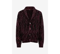 Roberto Cavalli Cárdigan De Mezcla De Lana Estampado Animalier - Male Ropa Red/black S