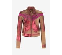 Roberto Cavalli Chaqueta De Piel Metalizada - Female Abrigos Y Chaquetas Rosso/fuxia 48