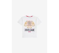 Roberto Cavalli Embleme Print T-shirt With Monogram - Male Ropa Optical White 12a