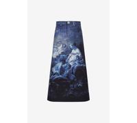 Roberto Cavalli Falda Con Estampado Denim Wild Leda - Female Faldas Azul Oscuro 46