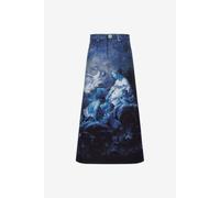 Roberto Cavalli Falda Con Estampado Denim Wild Leda - Female Faldas Azul Oscuro 50