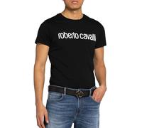 ROBERTO CAVALLI FIRENZE IMPRESIÓN INSIGNIA TRIPULACIÓN DE LUJO CUELLO CAMISETA