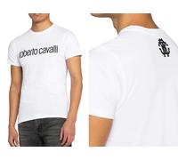 Roberto Cavalli Firenze Logo Estampado Luxury Crew Cuello Camiseta Retro Top De