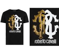 Roberto Cavalli Firenze Logo Estampado Luxury Crew Cuello Camiseta Retro Top / L