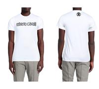 Roberto Cavalli Firenze Logo Estampado Luxury Crew Cuello Camiseta Retro Top Wow