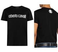 ROBERTO CAVALLI FIRENZE LOGO IMPRESO CAMISETA DE LUJO CUELLO REDONDO RETRO M