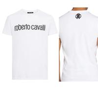 ROBERTO CAVALLI FIRENZE LOGO IMPRESO CAMISETA DE LUJO CUELLO REDONDO RETRO M