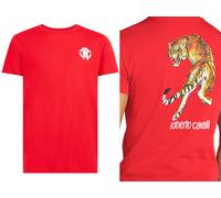 Roberto Cavalli Firenze Tigre Logo Estampado Luxury Crew Cuello Camiseta Top M