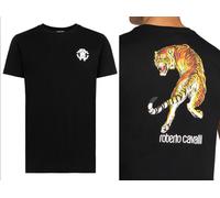 Roberto Cavalli Firenze Tigre Logo Estampado Luxury Crew Cuello Camiseta Top M A