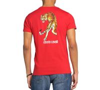 Roberto Cavalli Firenze Tigre Logo Estampado Luxury Cuello Redondo Camiseta Top