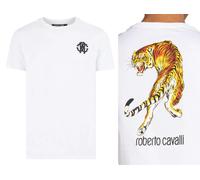 Roberto Cavalli Firenze Tigre Logo Impresión Camiseta De Lujo Cuello Redondo 2XL