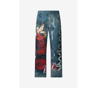 Roberto Cavalli Jean À Imprimé Roses Et Serpent - Male Ropa Rojo 34