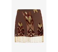 Roberto Cavalli Minifalda Con Detalles En Fil Coupé Y Flecos - Female Mini-faldas Chocolate 46