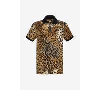 Roberto Cavalli Polo Con Estampado Jaguar Skin - Male Camisetas Y Polos Marrón Claro Xl