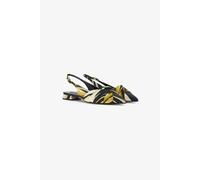Roberto Cavalli Print Satin The Pettegola Slingback With Low Heel - Female Zapatos Planos Y De Cordones Oro 40