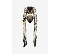 Roberto Cavalli Ray Of Gold Print Cut-out One-piece Swimsuit - Female Trajes De Baño Oro L