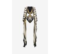 Roberto Cavalli Ray Of Gold Print Cut-out One-piece Swimsuit - Female Trajes De Baño Oro Xs