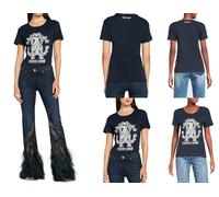 Roberto Cavalli RC Lynx-Print Monogram Algodón Camiseta Top Lounge Iconic de