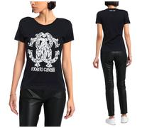 Roberto Cavalli RC Lynx-Print Monogram Algodón Camiseta Top Lounge Iconic M