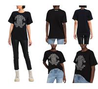 Roberto Cavalli RC Mono Logo Extra Grande Algodón Camiseta Top Lounge Iconic Wow