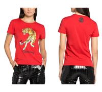 ROBERTO CAVALLI RC TIGRE ESTAMPADO LOGO ALGODÓN CAMISA TOP LOUNGE ICONIC
