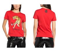 Roberto Cavalli RC Tigre Estampado Logo Algodón Camiseta Top Lounge Iconic De L