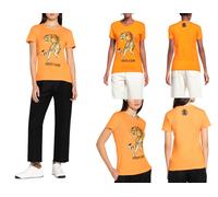 Roberto Cavalli RC Tigre Estampado Logo Algodón Camiseta Top Lounge Iconic Wow