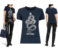 Roberto Cavalli Snake Estampado Monogram Algodón Camiseta Top Lounge Iconic S
